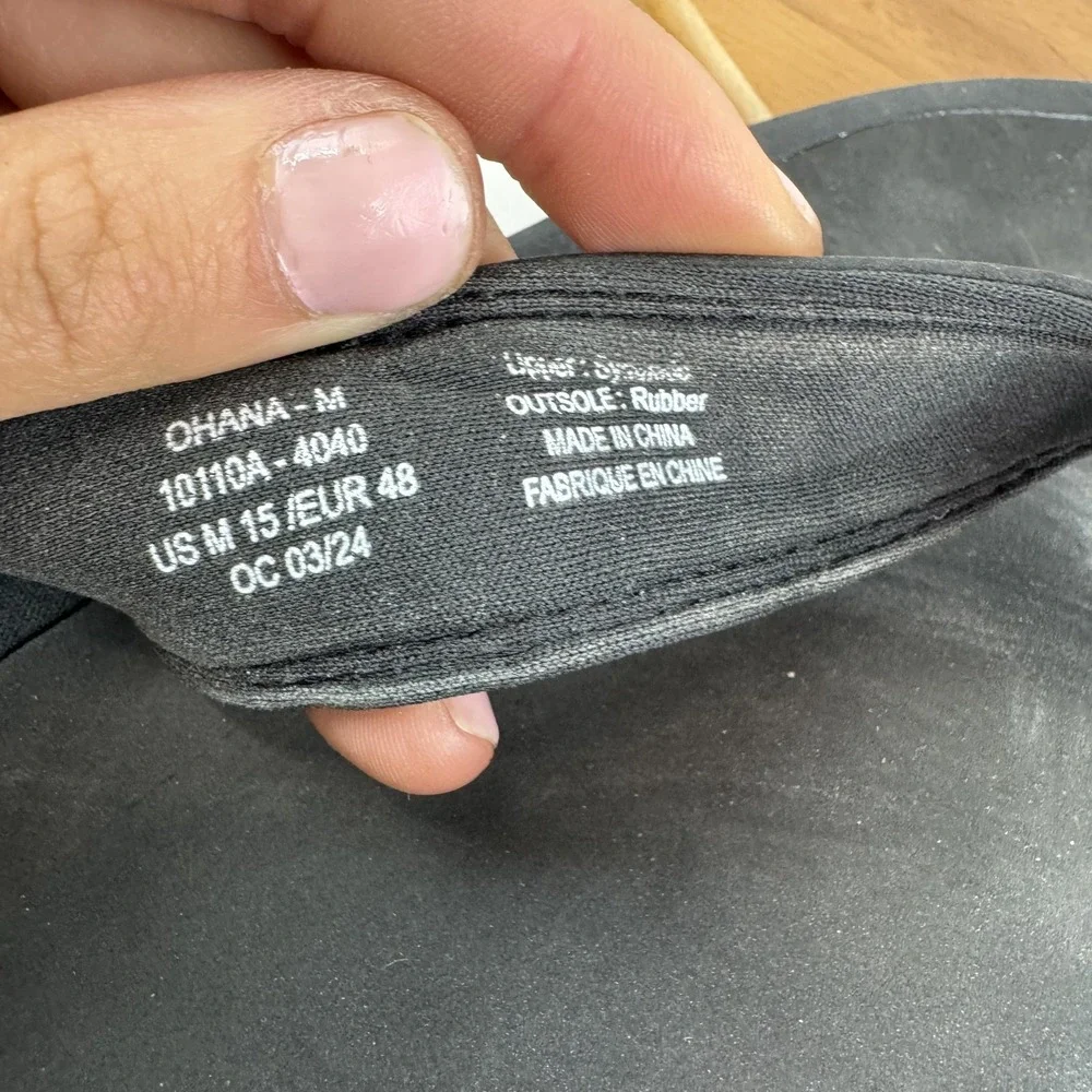 Mens Olukai Ohana Black Comfort Casual Sandals Thong Flip Flops Size 15‎ M GUC